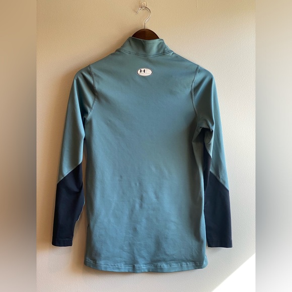 Under Armor ColdGear Authentics Mock Neck Size Small Green & Black Top/Baselayer - Picture 6 of 12